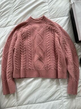 J Crew Women's Pink Cable Knit Sweater